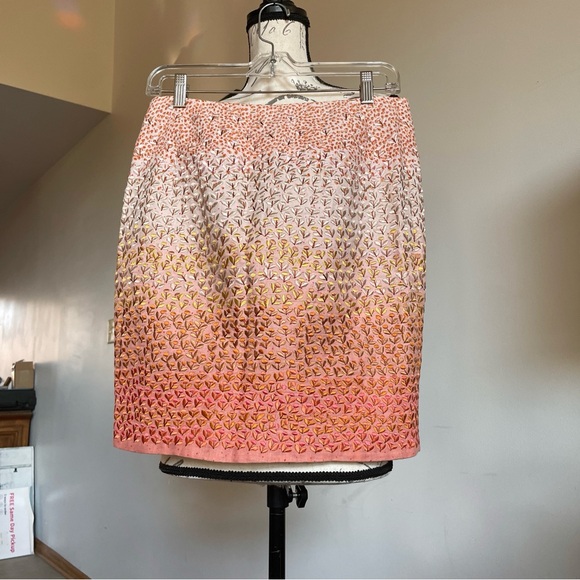 Anthropologie HD in Paris Ombré Embroidered Floral Linen Skirt - Size 4 - Picture 7 of 14